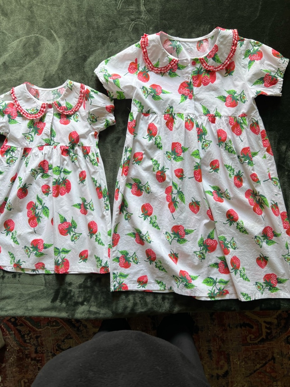 Strawberry Print Peter Pan Collar Dress - White & Red .. 2 dresses